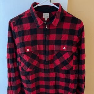 J Crew Buffalo Plaid Flannel Pullover with Zipper Size Small